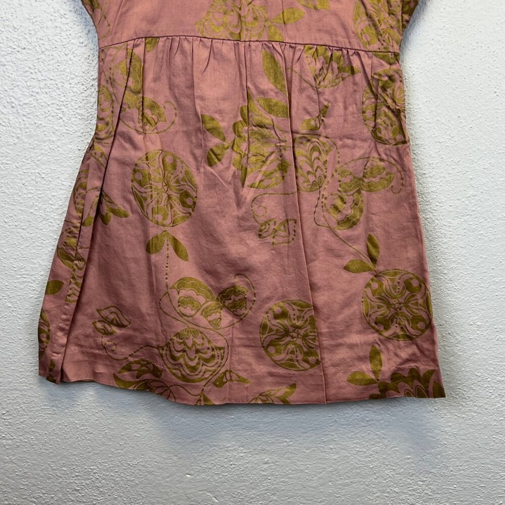Tea Collection Girl's 100% Cotton Dusty Rose Floral Short Sleeve Dress - Size 6 - Picture 5 of 7